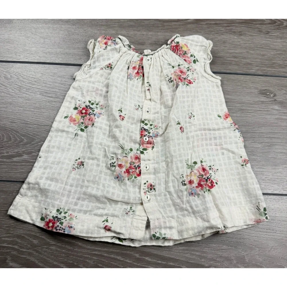 Bonpoint Girls Dress Floral Cotton Gauze Cream 12m